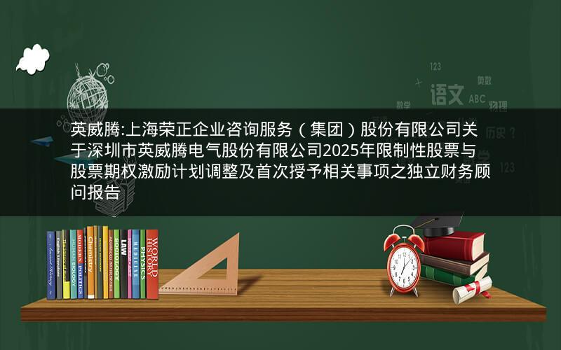 英威腾:上海荣正企业咨询服务（集团）股份有限公司关于深圳市英威腾电气股份有限公司2025年限制性股票与股票期权激励计划调整及首次授予相关事项之独立财务顾问报告
