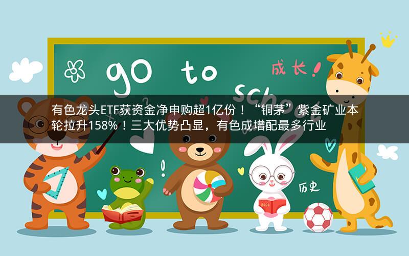 有色龙头ETF获资金净申购超1亿份!“铜茅”紫金矿业本轮拉升158%!三大优势凸显,有色成增配最多行业 有色龙头ETF获资金净申购超1亿份!“铜茅”紫金矿业本轮拉升158%!三大优势凸显,有色成增配最多行业