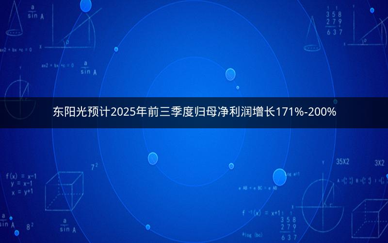 东阳光预计2025年前三季度归母净利润增长171%-200% 东阳光预计2025年前三季度归母净利润增长171%-200%