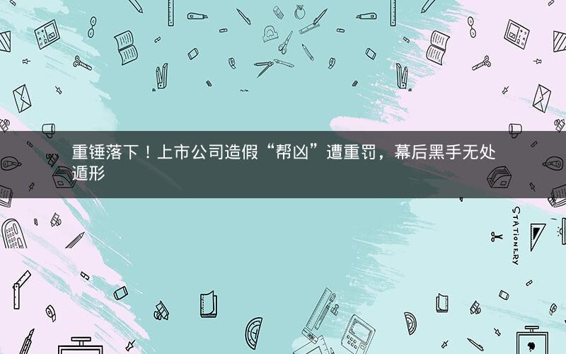 重锤落下!上市公司造假“帮凶”遭重罚,幕后黑手无处遁形 重锤落下!上市公司造假“帮凶”遭重罚,幕后黑手无处遁形