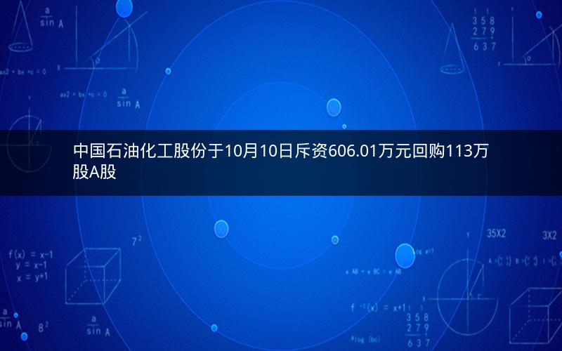 中国石油化工股份于10月10日斥资606.01万元回购113万股A股