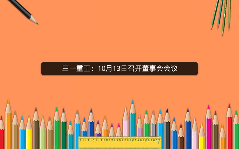 三一重工：10月13日召开董事会会议