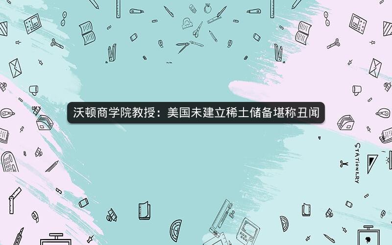沃顿商学院教授:美国未建立稀土储备堪称丑闻 沃顿商学院教授:美国未建立稀土储备堪称丑闻