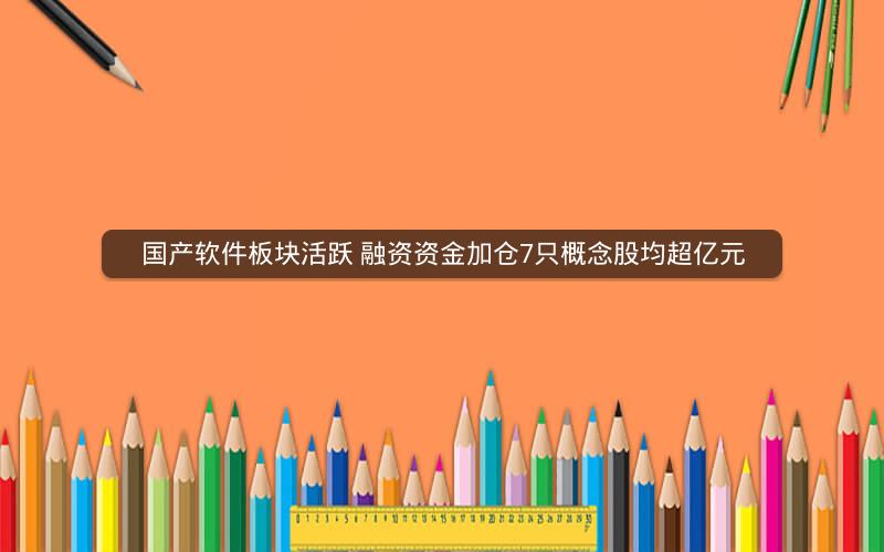 国产软件板块活跃 融资资金加仓7只概念股均超亿元