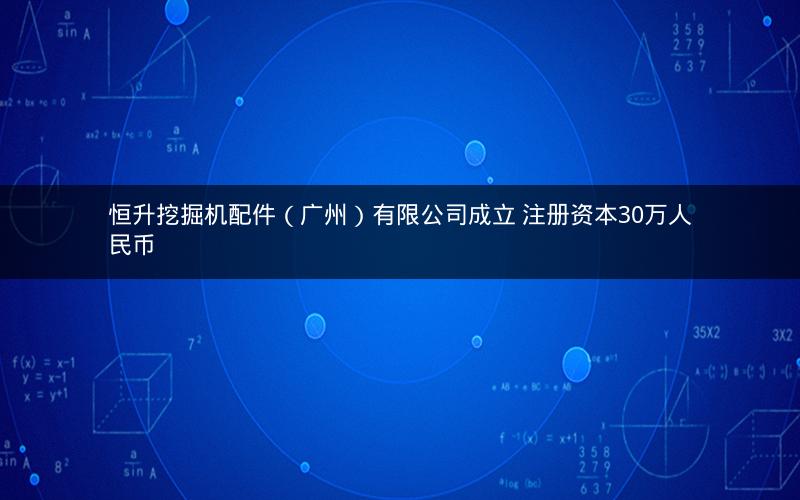恒升挖掘机配件（广州）有限公司成立 注册资本30万人民币