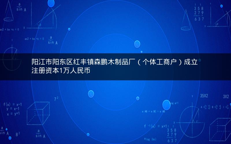 阳江市阳东区红丰镇森鹏木制品厂（个体工商户）成立 注册资本1万人民币