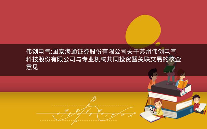伟创电气:国泰海通证券股份有限公司关于苏州伟创电气科技股份有限公司与专业机构共同投资暨关联交易的核查意见