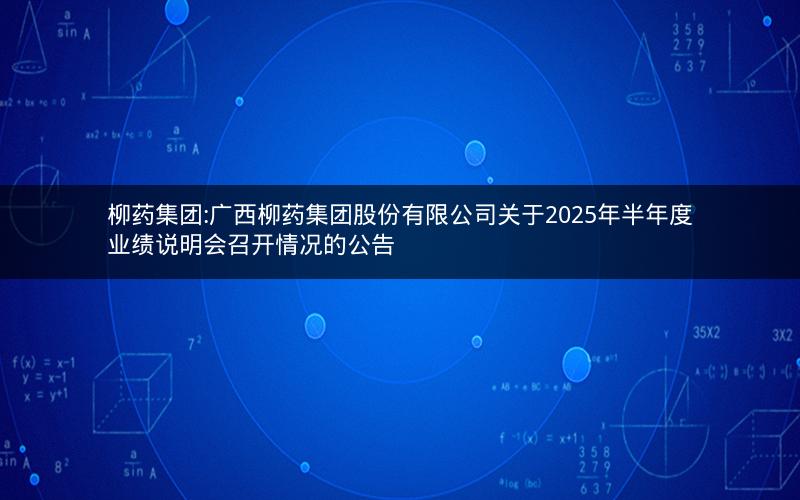 柳药集团:广西柳药集团股份有限公司关于2025年半年度业绩说明会召开情况的公告