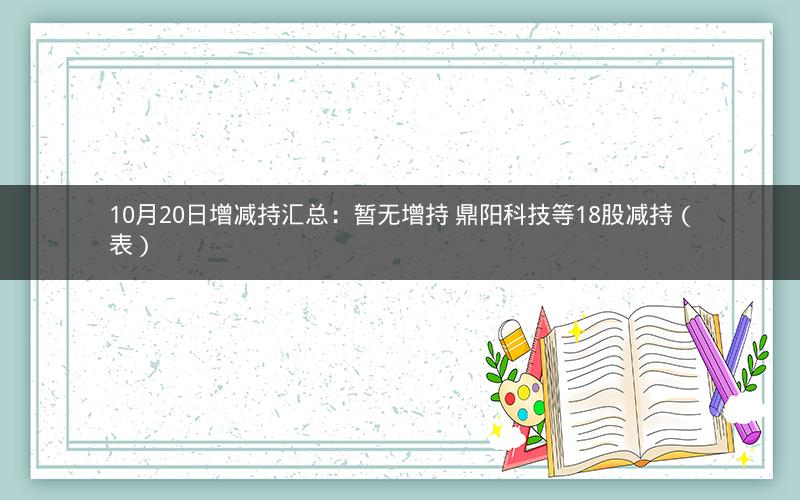 10月20日增减持汇总:暂无增持 鼎阳科技等18股减持(表) 10月20日增减持汇总:暂无增持 鼎阳科技等18股减持(表)