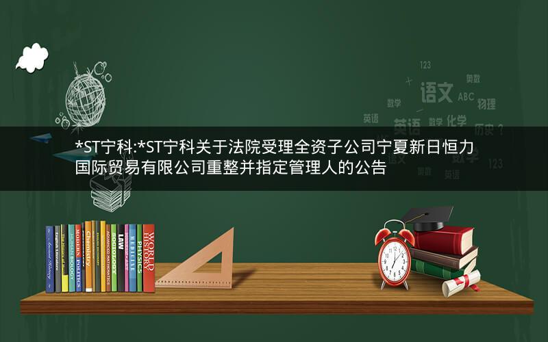 *ST宁科:*ST宁科关于法院受理全资子公司宁夏新日恒力国际贸易有限公司重整并指定管理人的公告