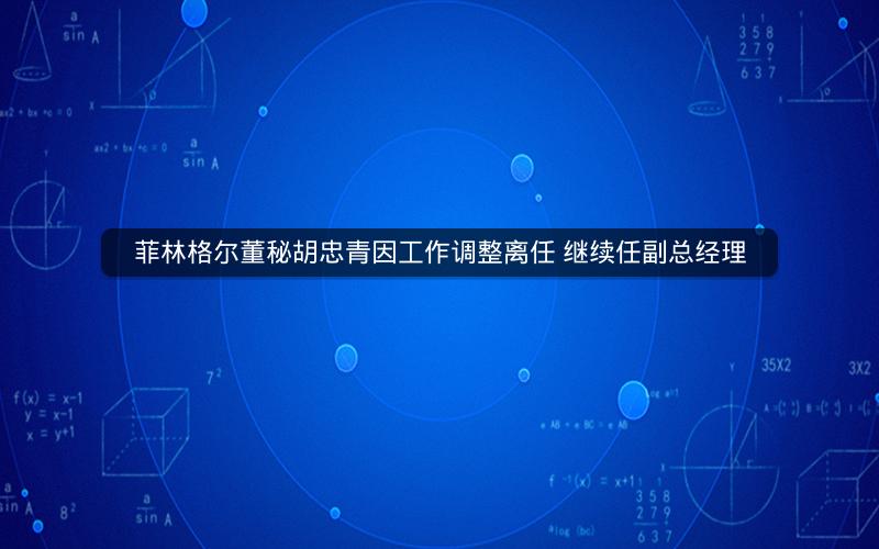 菲林格尔董秘胡忠青因工作调整离任 继续任副总经理 菲林格尔董秘胡忠青因工作调整离任 继续任副总经理