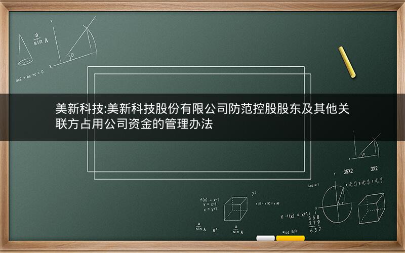 美新科技:美新科技股份有限公司防范控股股东及其他关联方占用公司资金的管理办法