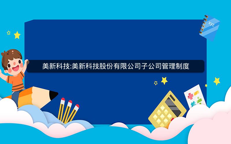 美新科技:美新科技股份有限公司子公司管理制度