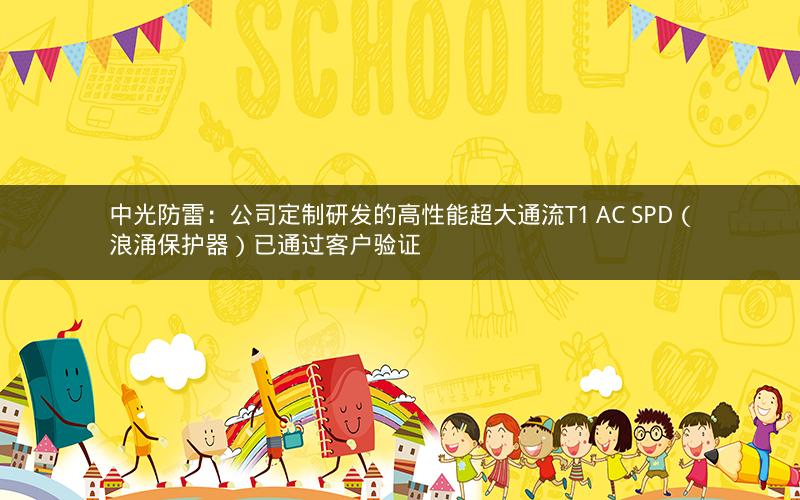中光防雷:公司定制研发的高性能超大通流T1 AC SPD(浪涌保护器)已通过客户验证 中光防雷:公司定制研发的高性能超大通流T1 AC SPD(浪涌保护器)已通过客户验证