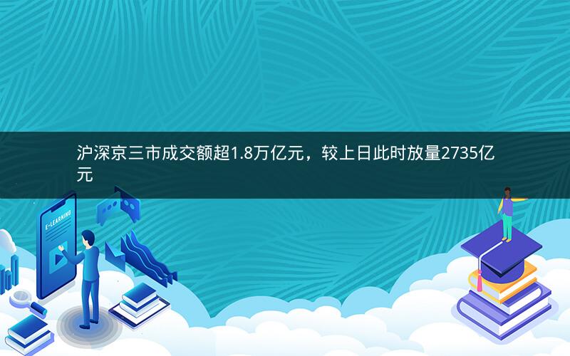 沪深京三市成交额超1.8万亿元，较上日此时放量2735亿元