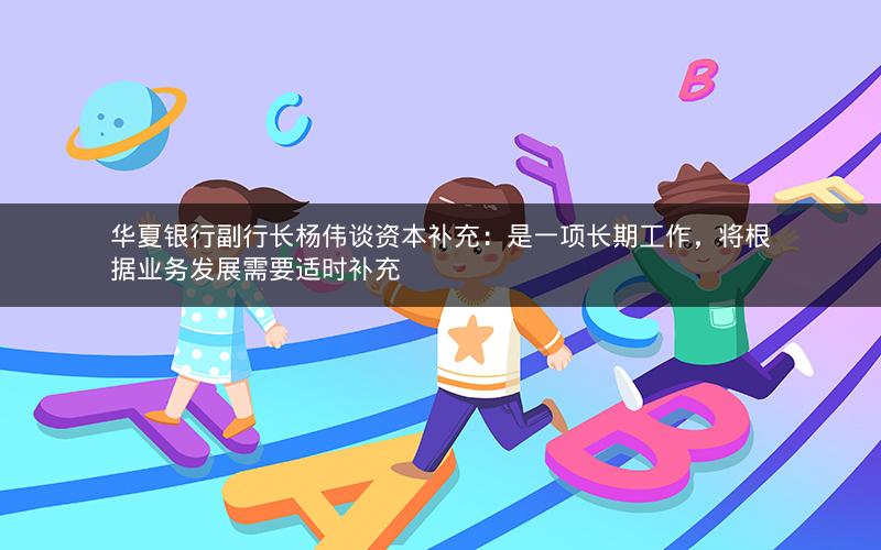 华夏银行副行长杨伟谈资本补充：是一项长期工作，将根据业务发展需要适时补充