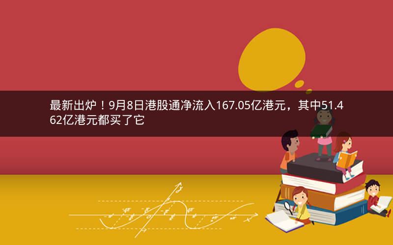 最新出炉！9月8日港股通净流入167.05亿港元，其中51.462亿港元都买了它