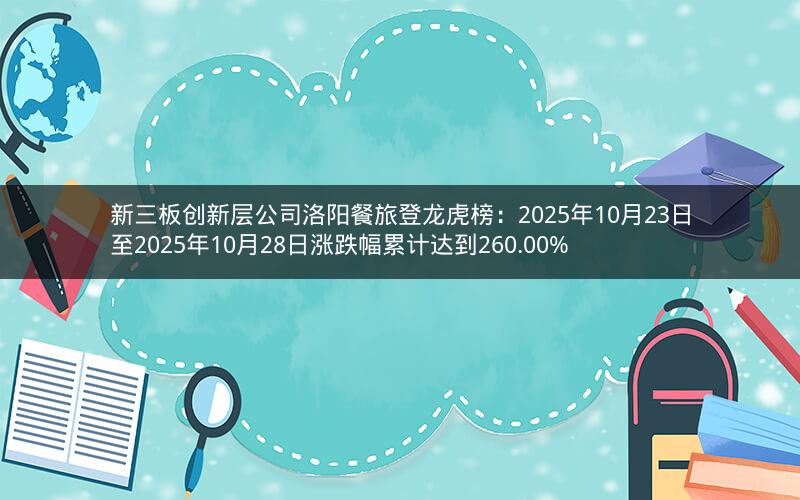 新三板创新层公司洛阳餐旅登龙虎榜:2025年10月23日至2025年10月28日涨跌幅累计达到260.00% 新三板创新层公司洛阳餐旅登龙虎榜:2025年10月23日至2025年10月28日涨跌幅累计达到260.00%