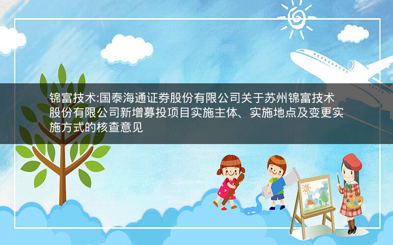 锦富技术:国泰海通证券股份有限公司关于苏州锦富技术股份有限公司新增募投项目实施主体、实施地点及变更实施方式的核查意见