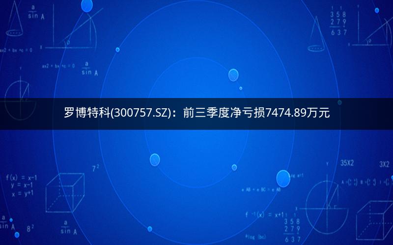 罗博特科(300757.SZ):前三季度净亏损7474.89万元 罗博特科(300757.SZ):前三季度净亏损7474.89万元