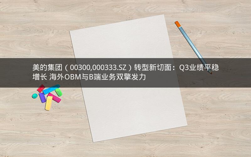 美的集团(00300,000333.SZ)转型新切面:Q3业绩平稳增长 海外OBM与B端业务双擎发力 美的集团(00300,000333.SZ)转型新切面:Q3业绩平稳增长 海外OBM与B端业务双擎发力