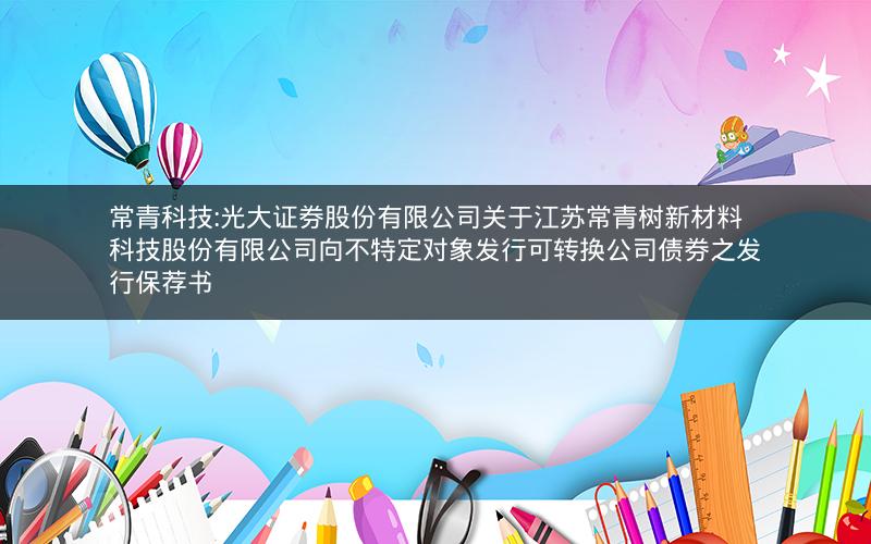 常青科技:光大证券股份有限公司关于江苏常青树新材料科技股份有限公司向不特定对象发行可转换公司债券之发行保荐书