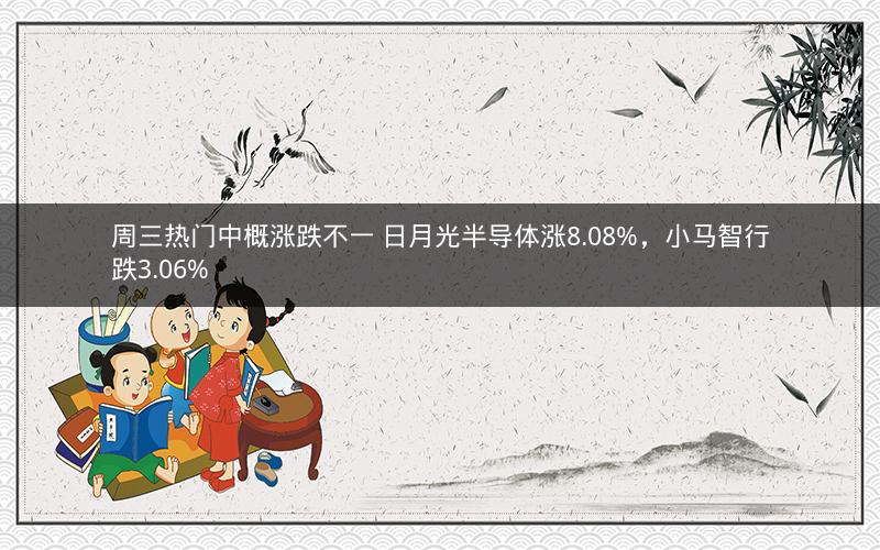周三热门中概涨跌不一 日月光半导体涨8.08%，小马智行跌3.06%
