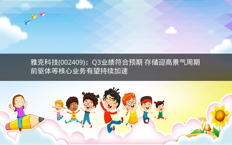 雅克科技(002409)：Q3业绩符合预期 存储迎高景气周期 前驱体等核心业务有望持续加速