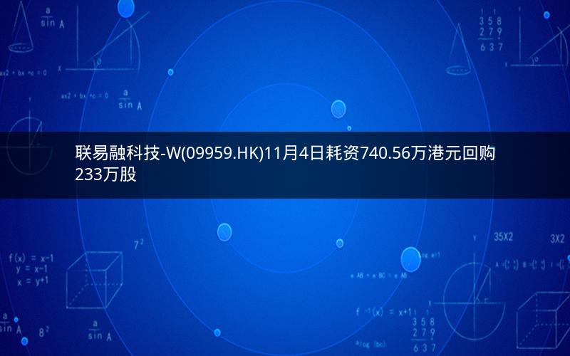 联易融科技-W(09959.HK)11月4日耗资740.56万港元回购233万股