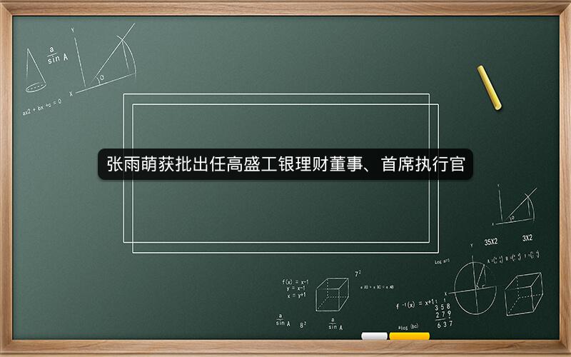 张雨萌获批出任高盛工银理财董事、首席执行官