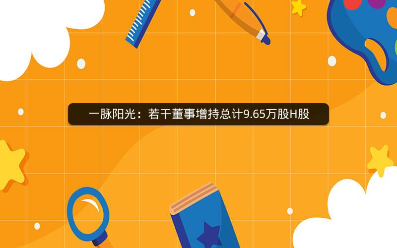 一脉阳光：若干董事增持总计9.65万股H股