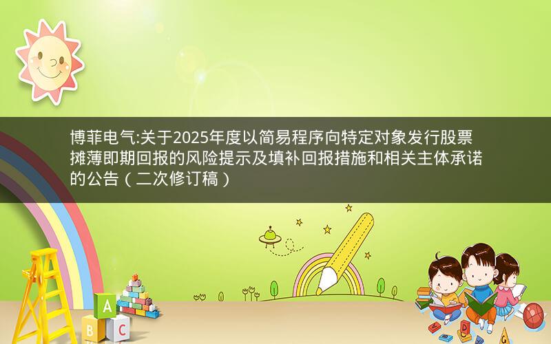 博菲电气:关于2025年度以简易程序向特定对象发行股票摊薄即期回报的风险提示及填补回报措施和相关主体承诺的公告（二次修订稿）
