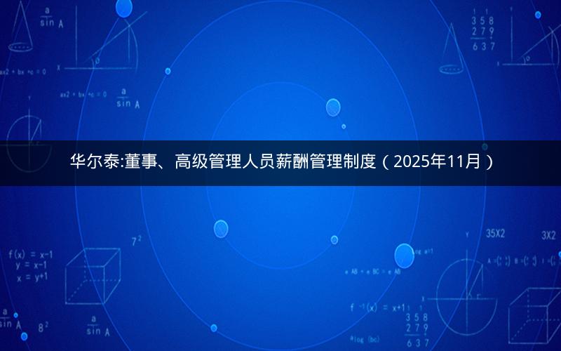 华尔泰:董事、高级管理人员薪酬管理制度（2025年11月）