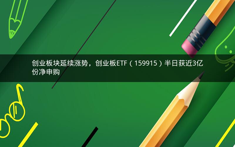 创业板块延续涨势，创业板ETF（159915）半日获近3亿份净申购