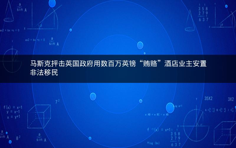 马斯克抨击英国政府用数百万英镑“贿赂”酒店业主安置非法移民