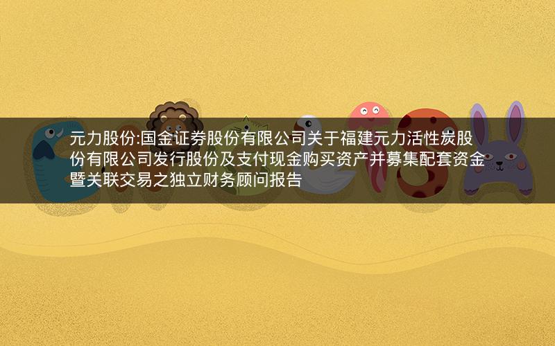 元力股份:国金证券股份有限公司关于福建元力活性炭股份有限公司发行股份及支付现金购买资产并募集配套资金暨关联交易之独立财务顾问报告
