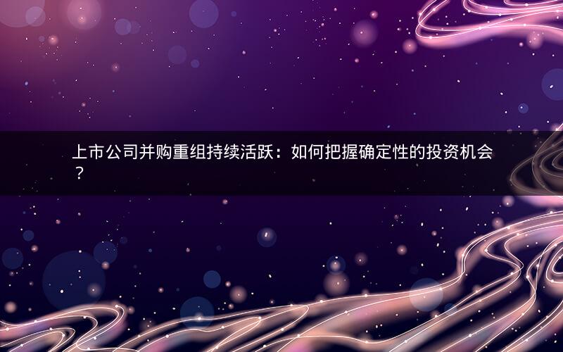 上市公司并购重组持续活跃：如何把握确定性的投资机会？
