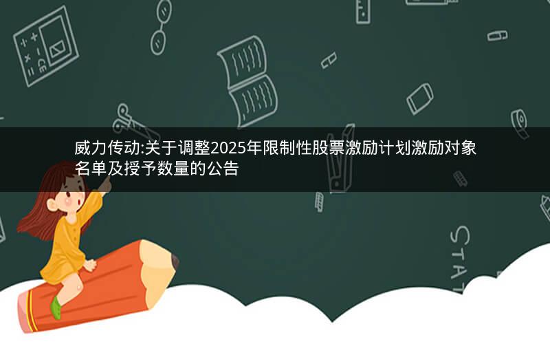 威力传动:关于调整2025年限制性股票激励计划激励对象名单及授予数量的公告