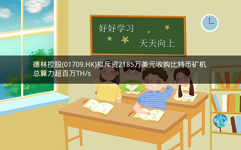 德林控股(01709.HK)拟斥资2185万美元收购比特币矿机 总算力超百万TH/s