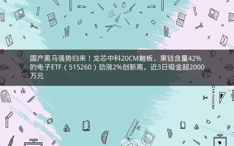 国产黑马强势归来！龙芯中科20CM触板，果链含量42%的电子ETF（515260）劲涨2%创新高，近3日吸金超2000万元