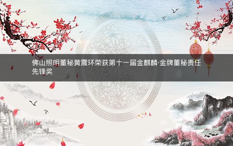 佛山照明董秘黄震环荣获第十一届金麒麟·金牌董秘责任先锋奖