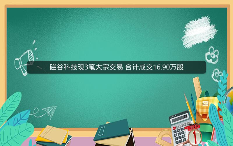 磁谷科技现3笔大宗交易 合计成交16.90万股