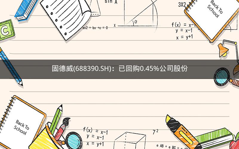 固德威(688390.SH)：已回购0.45%公司股份