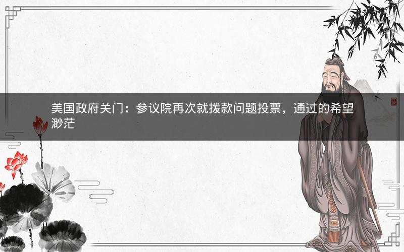 美国政府关门：参议院再次就拨款问题投票，通过的希望渺茫
