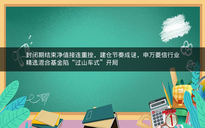 封闭期结束净值接连重挫，建仓节奏成谜，申万菱信行业精选混合基金陷“过山车式”开局