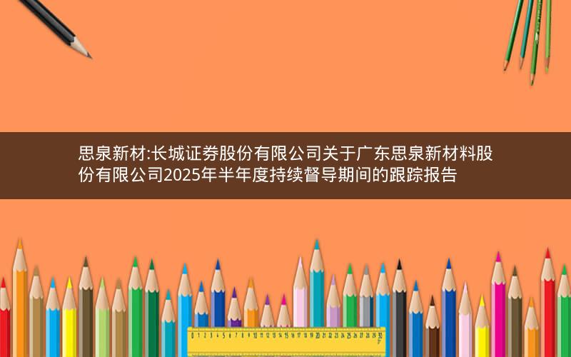 思泉新材:长城证券股份有限公司关于广东思泉新材料股份有限公司2025年半年度持续督导期间的跟踪报告